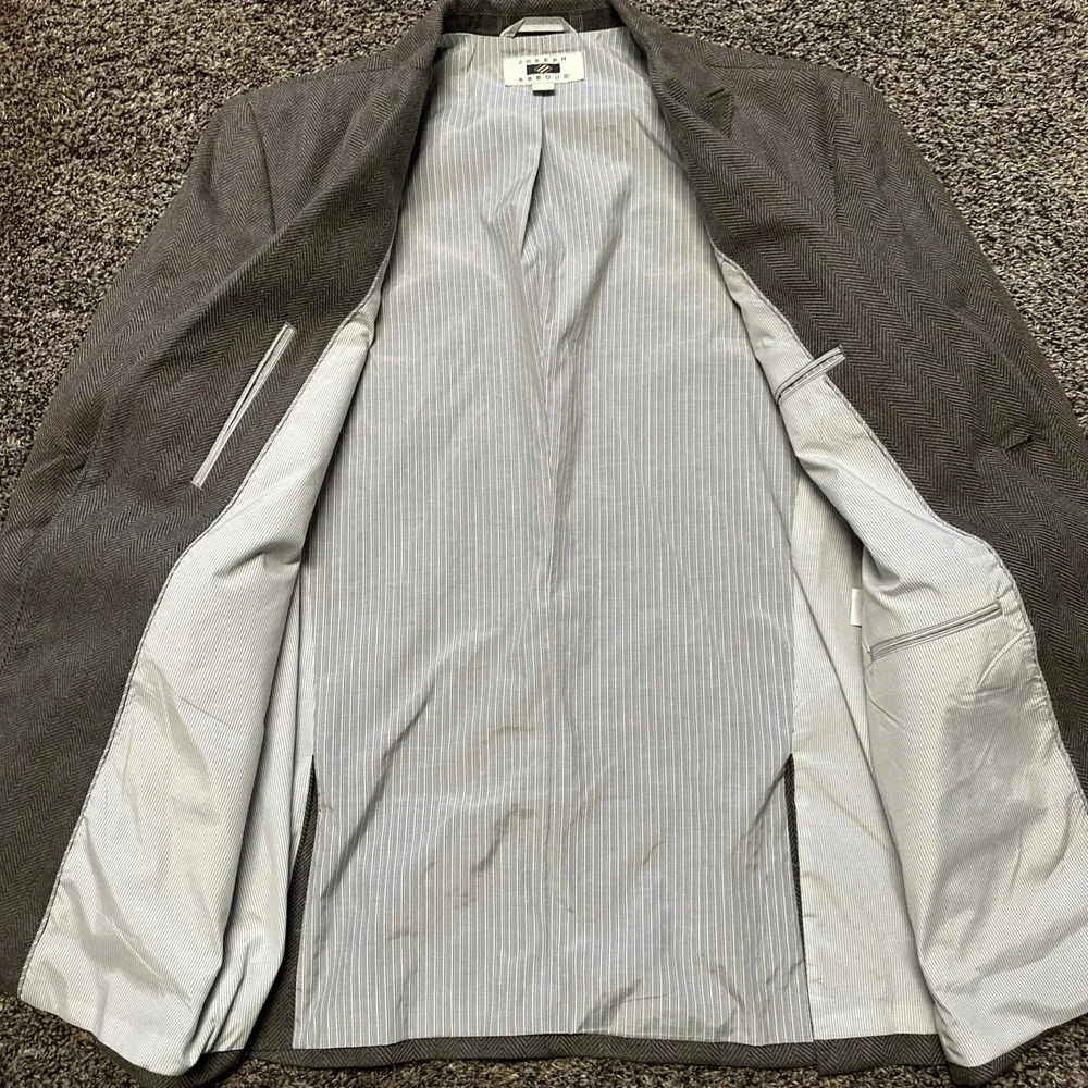 Joseph Abboud Blazer Men's Large‎ Linen Blend Denim Herringbone Sport Coat